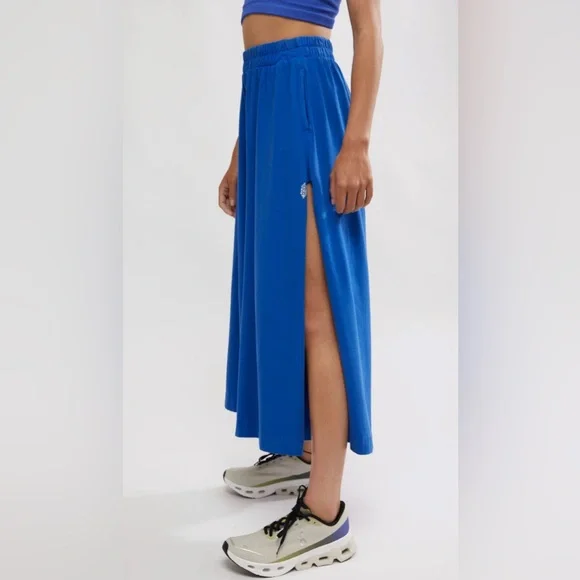 FREE PEOPLE MOVEMENT HOT SHOT SLIT WIDE LEG PANTS INDIGO, SMALL NWT - Picture 2 of 7